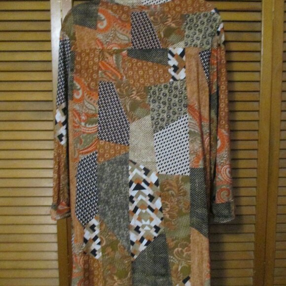 Ava & Grace top Boho Patchwork V neck flowy stretchy fall colors size 2x - Picture 8 of 8